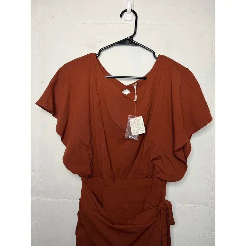 NEW Free People Rough Rider Mini Dress Size Small Brown Short